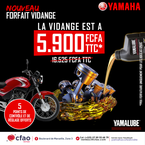 Nouveau forfait vidange : Désormais à 5.900 FCFA TTC + 5 points de contrôle et de réglage offerts